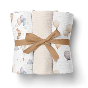 PIELUSZKI MUŚLINOWE 70x70cm 3pack. BEŻ / op. zb. 40 szt